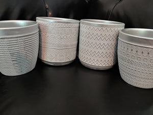 Planters l 5" Cement Look White Washed Boho  l  Pots l 4 Modern designs to choose from