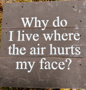 Why Do I Live Where the Air Hurts my Face |  6" Humorous Signs