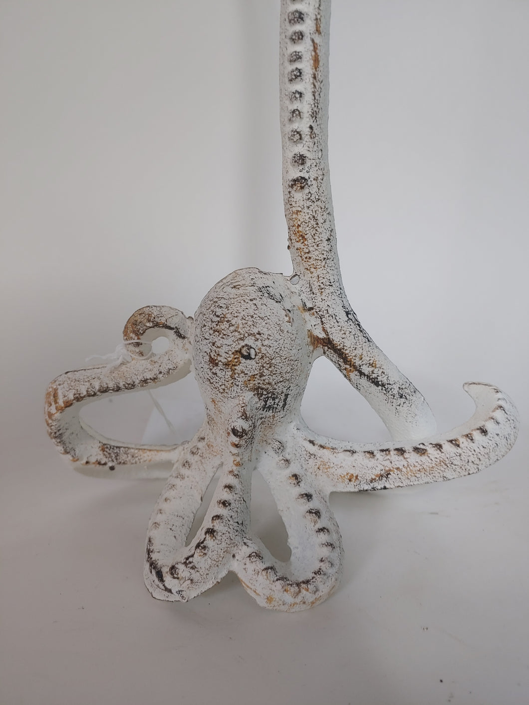 White Cast Iron Octopus Paper Towel Stand