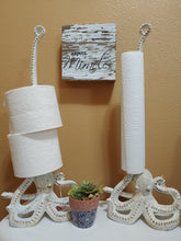 Load image into Gallery viewer, White Cast Iron Octopus Paper Towel Stand