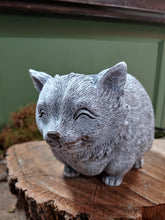 Load image into Gallery viewer, Happy Face Cat planter pot   gray textured fur look with closed eyes and smile face.