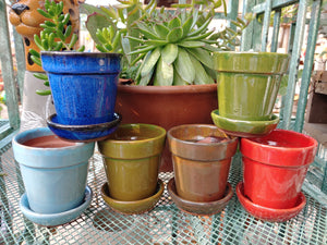 3" Small Ceramic Planter | Mini Pots with attached saucer