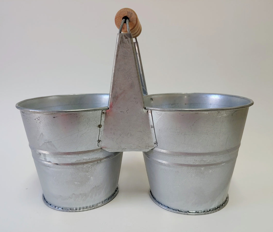 Galvanized 2 Bucket Caddy | Planter