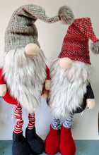 Load image into Gallery viewer, Holiday Standing Gnomes with Stocking Hats in Red and Gray