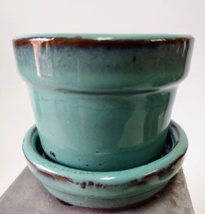 Cute small Planter 2.5" Pot with Drainage and Attached Saucer