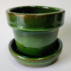 4" Small Ceramic Planter | Mini Pots with attached saucer