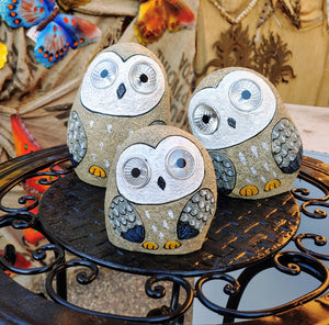 Set of 3 Solar Owl Family | Solar | Owls | 6" - 5" - 4" tall