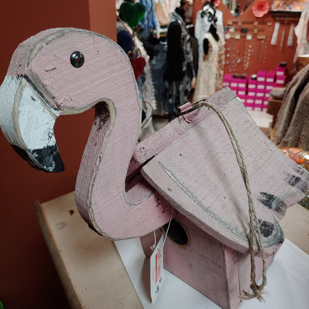 Key West Flamingo Wooden Birdhouse