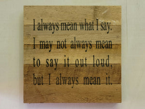 Sarcastic Adult Signs | I Always Mean What I Say | Natural