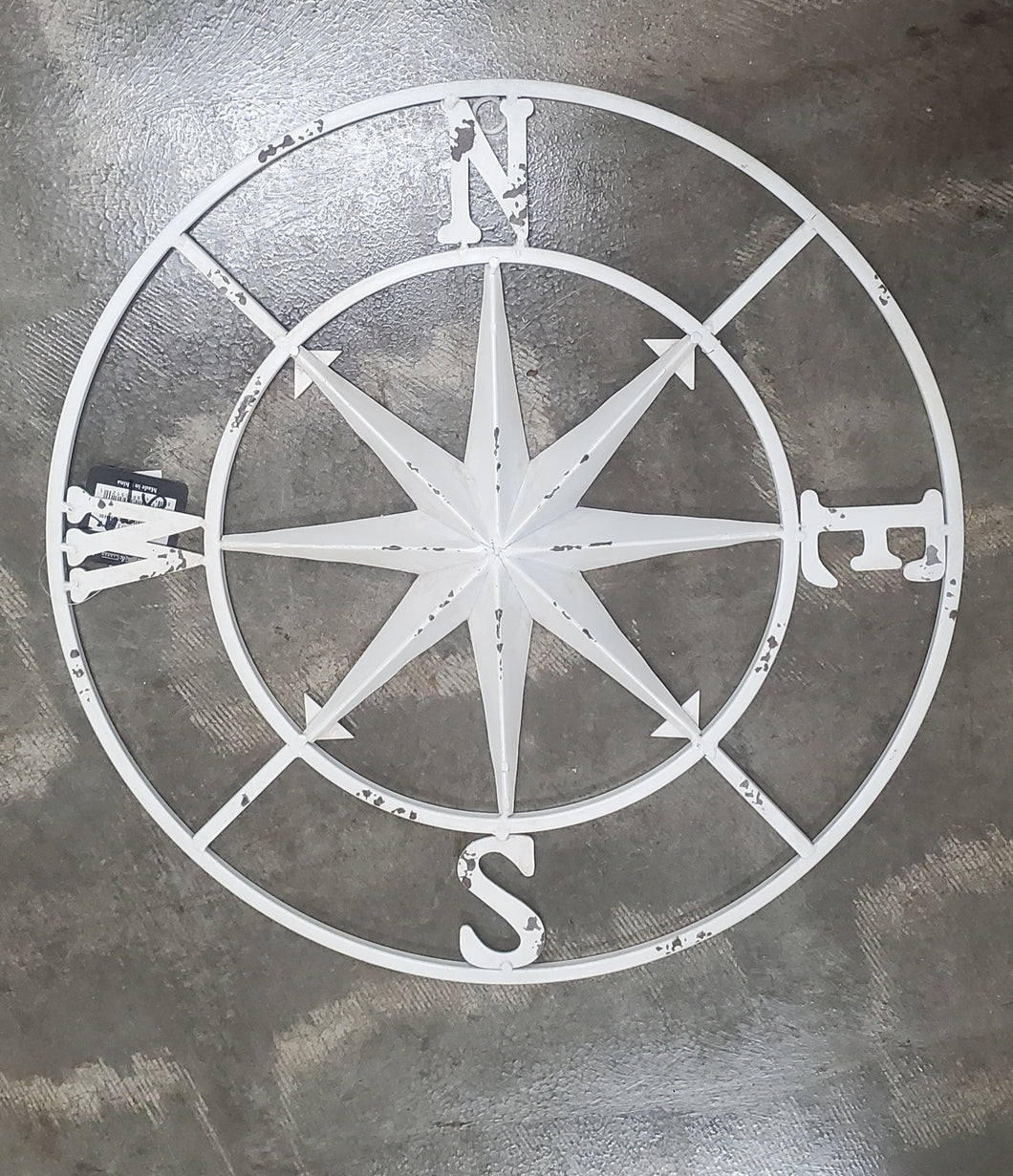 White compass decor | Nautical | Metal | Vintage