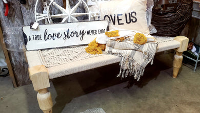 woven wooden bench | Local Pick Up Only