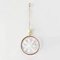 Metal Copper Ring with Dangling Snowflake Ornament