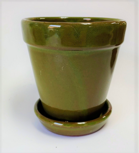 5" Glazed Flower Pot with Saucer