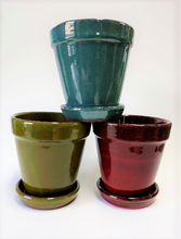 Load image into Gallery viewer, 5&quot; Glazed Flower Pot with Saucer