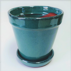 5" Glazed Flower Pot with Saucer