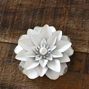 3.25" White Tin flower magnet