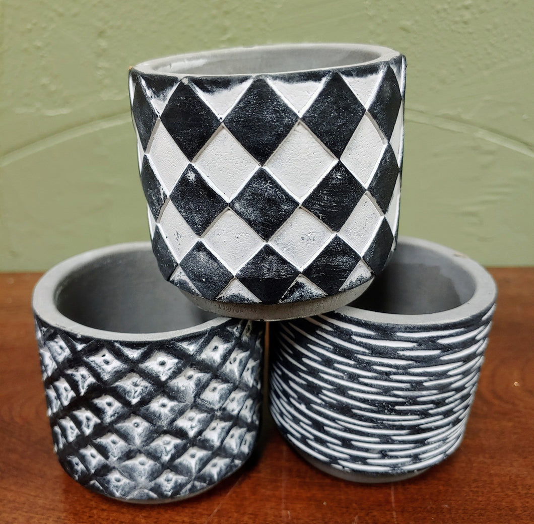 Mini modern design Black and White Succulent planter Pot