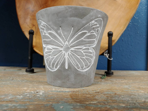 Embossed bug concrete 5" planters | Dragonfly Butterfly or Bee Stamped pattern
