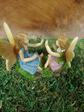 Load image into Gallery viewer, Friends Sister Girls Miniature Fairies Playing Pattycake while seated  - MG418