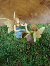 Load image into Gallery viewer, Friends Sister Girls Miniature Fairies Playing Pattycake while seated  - MG418