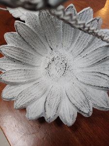 Hanging Cast Iron Vintage White Bird Feeder | Poppy or Sunflower