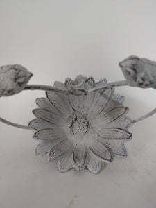 Hanging Cast Iron Vintage White Bird Feeder | Poppy or Sunflower