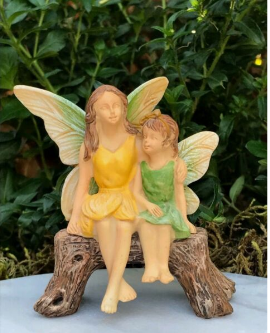 Miniature Fairy Garden Sisters On Bench