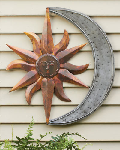 Outdoor Sun and Moon Metal Wall Art | Garden or Home