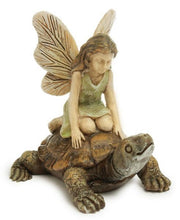 Load image into Gallery viewer, Racing Turtle with a girl fairy | Coastal Fairy Garden Figurine