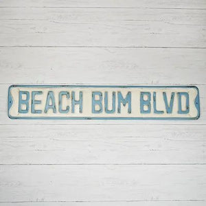 Rustic Metal Street Sign 'Beach Bum'  34" long