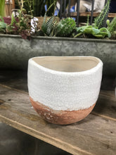 Load image into Gallery viewer, Ceramic Multi Textured Planter White &amp; Brown 4 inch