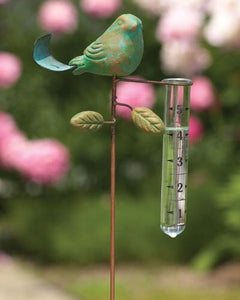 Vintage Design Terra Cotta Bird Rain Gauge