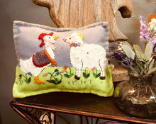Load image into Gallery viewer, Spring Easter Decorative Felt Whipstitch Throw Pillow Duck and Sheep