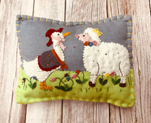 Load image into Gallery viewer, Spring Easter Decorative Felt Whipstitch Throw Pillow Duck and Sheep