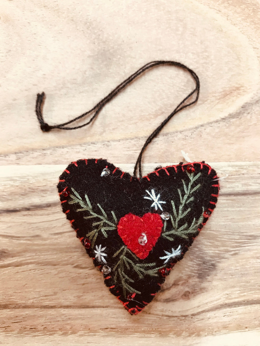 Mini Felt Seasonal Christmas Ornaments Heart and Star shapes