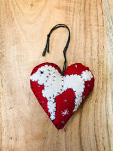 Load image into Gallery viewer, Puppy Dog Heart Shaped hanging felt Christmas ornament