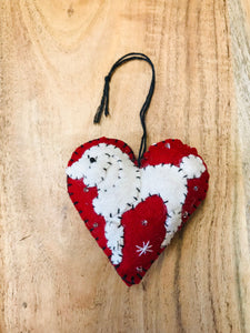 Puppy Dog Heart Shaped hanging felt ornament