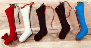 Seasonal Felt Stocking Shaped Hanging Christmas Ornaments