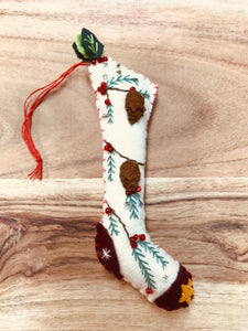 Seasonal Felt Stocking Shaped Hanging Christmas Ornaments