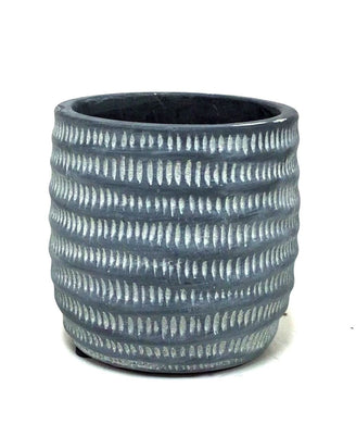Boho Style Black and White Striped Planter Pot Cement Concrete Indoor Outdoor Small 3.75