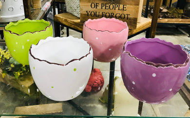 Polka Dot Ruffled Edge Planters | 4 complimentary colors | Sold individually | Easter