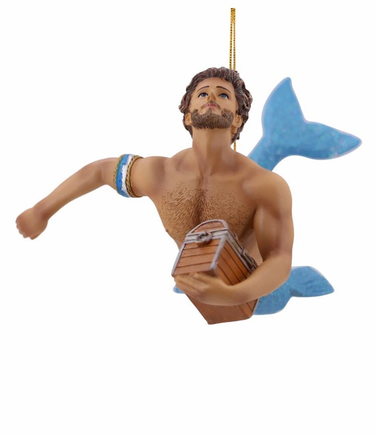 Treasure Trail Merman Christmas Ornament | Treasure Chest | Adult Fun Ornament