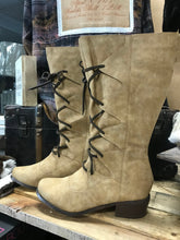 Load image into Gallery viewer, Women’s Camel Colored tall lace-up brown suede boots