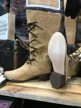 Load image into Gallery viewer, Women’s Camel Colored tall lace-up brown suede boots