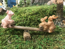 Load image into Gallery viewer, Farm Friends Fairy Garden Accessories Pig and Bunny on Teeter totter