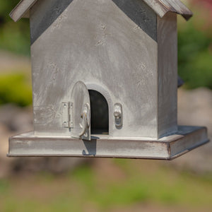 Farmhouse with Fence Galvanized Metal Birdhouse Bird Lover's Gift