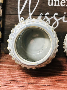 Small Round White and Gray Textured Dotted planter | ceramic glazed 3" | succulents, cactus