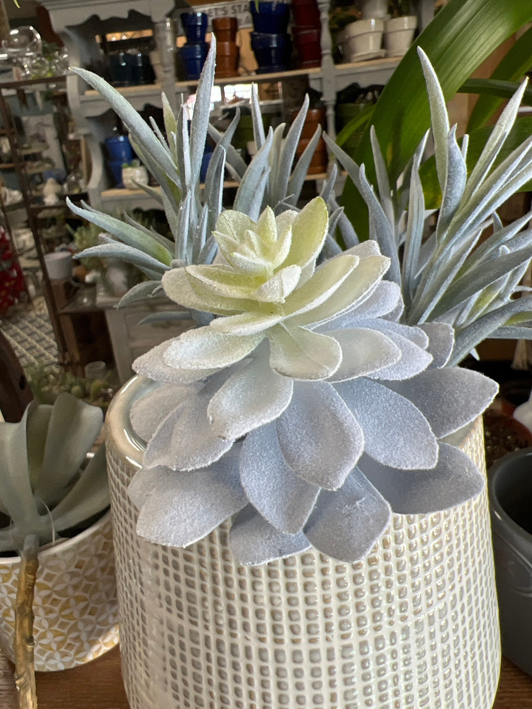 Faux Succulent Pick Green Flocked | Decorative Succulent Plant Stem | HZ166