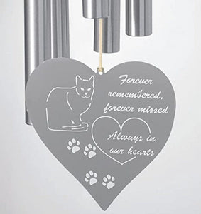 Wind Chime Chimes Heart Cat Remembrance | Forever Remembered Forever Missed | Rainbow Bridge