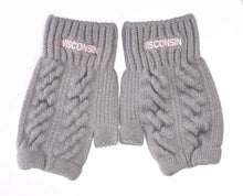 Load image into Gallery viewer, Wisconsin Gray and Pink Fingerless Gloves | Very Warm | Robin Ruth design Cable Knit
